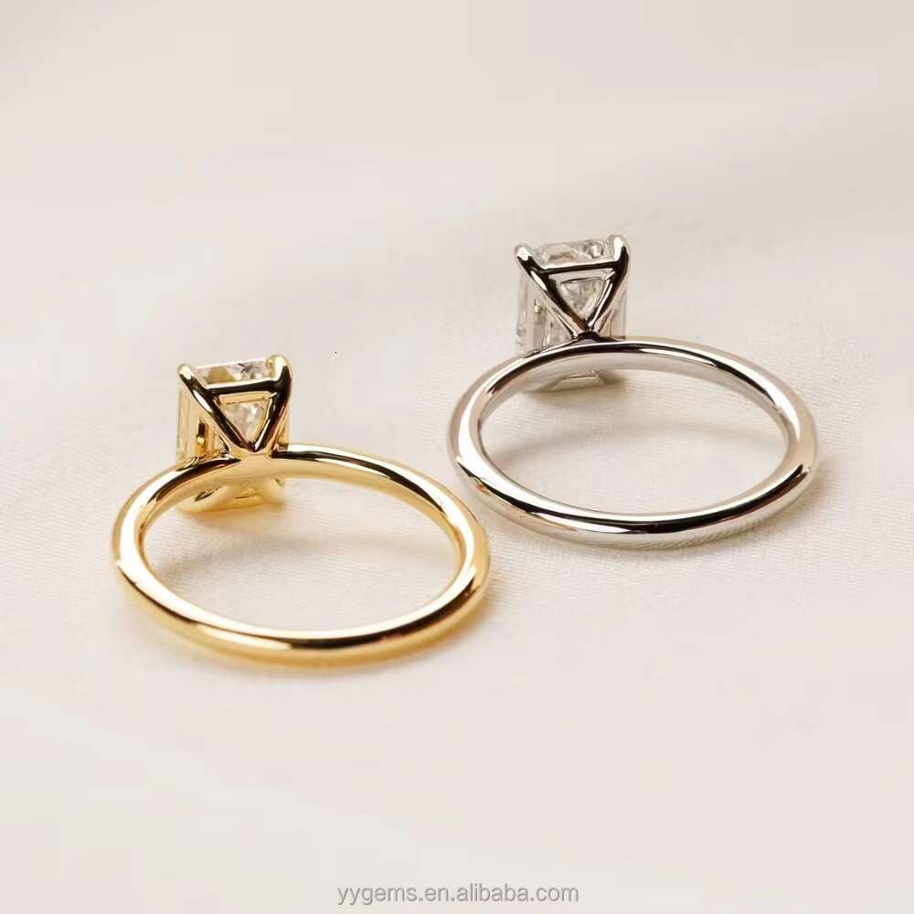 14K 18K Solid Gold Emerald Cut 3CT Moissanite 4 Prongs Solitaire Wedding Ring Fine Jewelry Women Engagement Rings