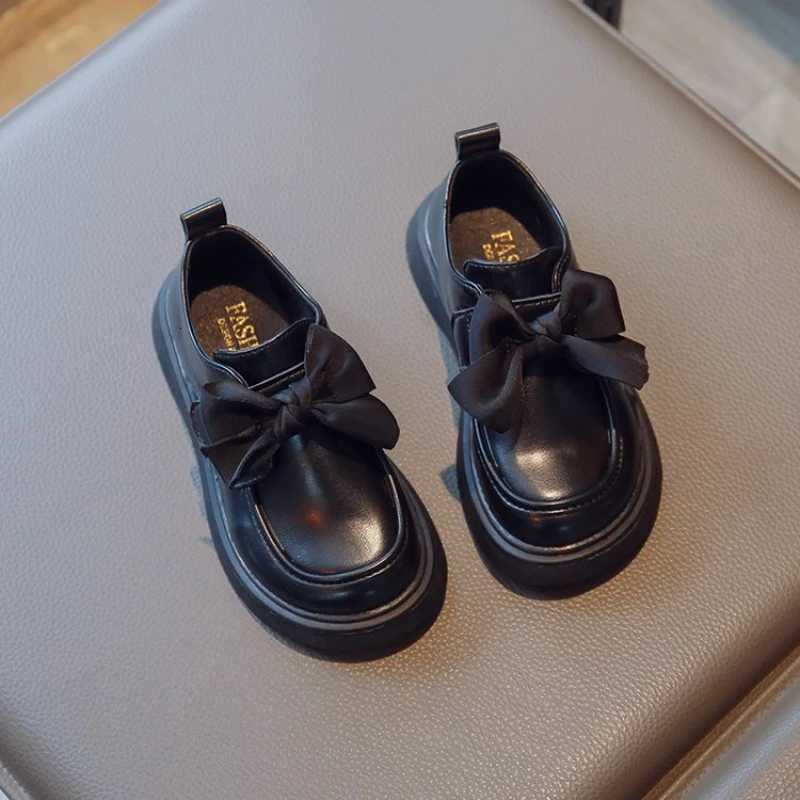 2024 Spring Autumn New Children Loafer for Girl Fashion British Style Princess Chic Bowtie Anti-slippery Casual Performance ShoeW251121