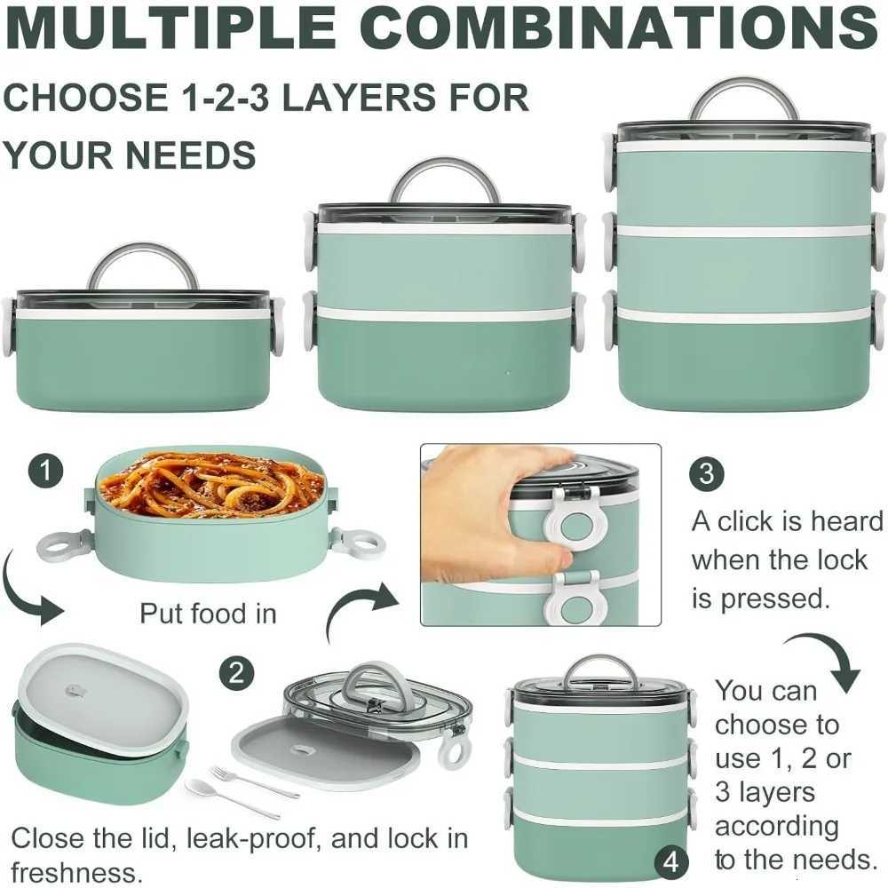 Multi Layer Lunch Box Large Capacity Portable Lunch Container for Office Workers and Students Microwave Safe Meal ContainerM251121