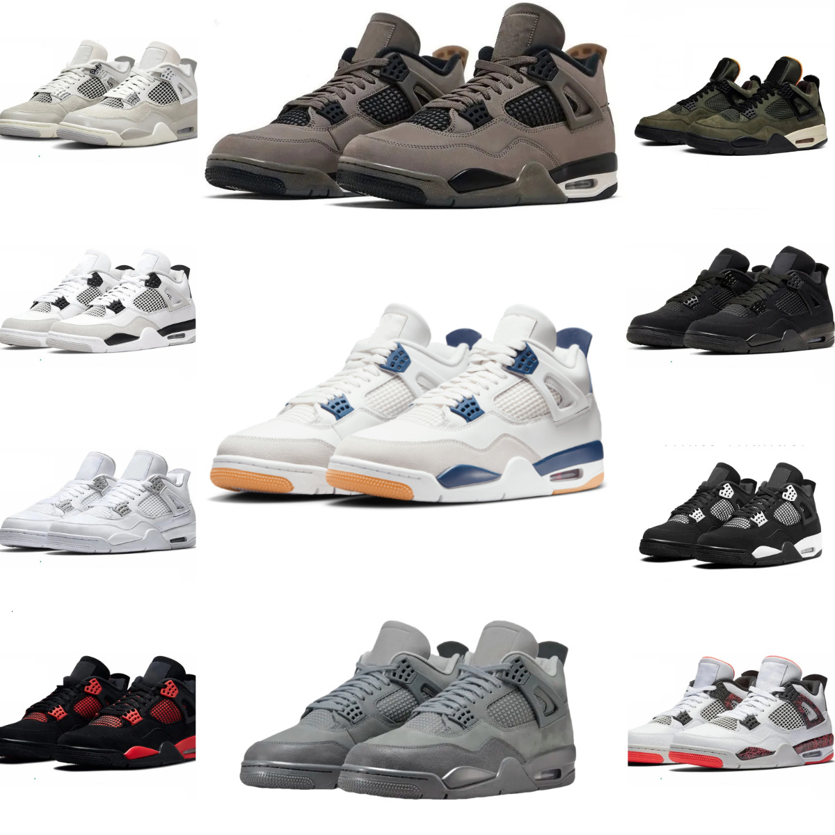 Trainers J4 4 Navy Sports Shoes Jump Mens Women 4S Military Black Cat Sail RetroES Basketball Shoe Wet Cement Red Thunder White Undefeated Cave Stone Outdoor Sneakers