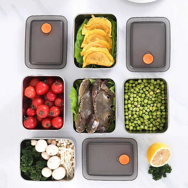 High Quality Stainless Steel Camping Lunch Box Sealed Leak-proof Bento Box Refrigerator Microwave Freezer Storage BoxM251121