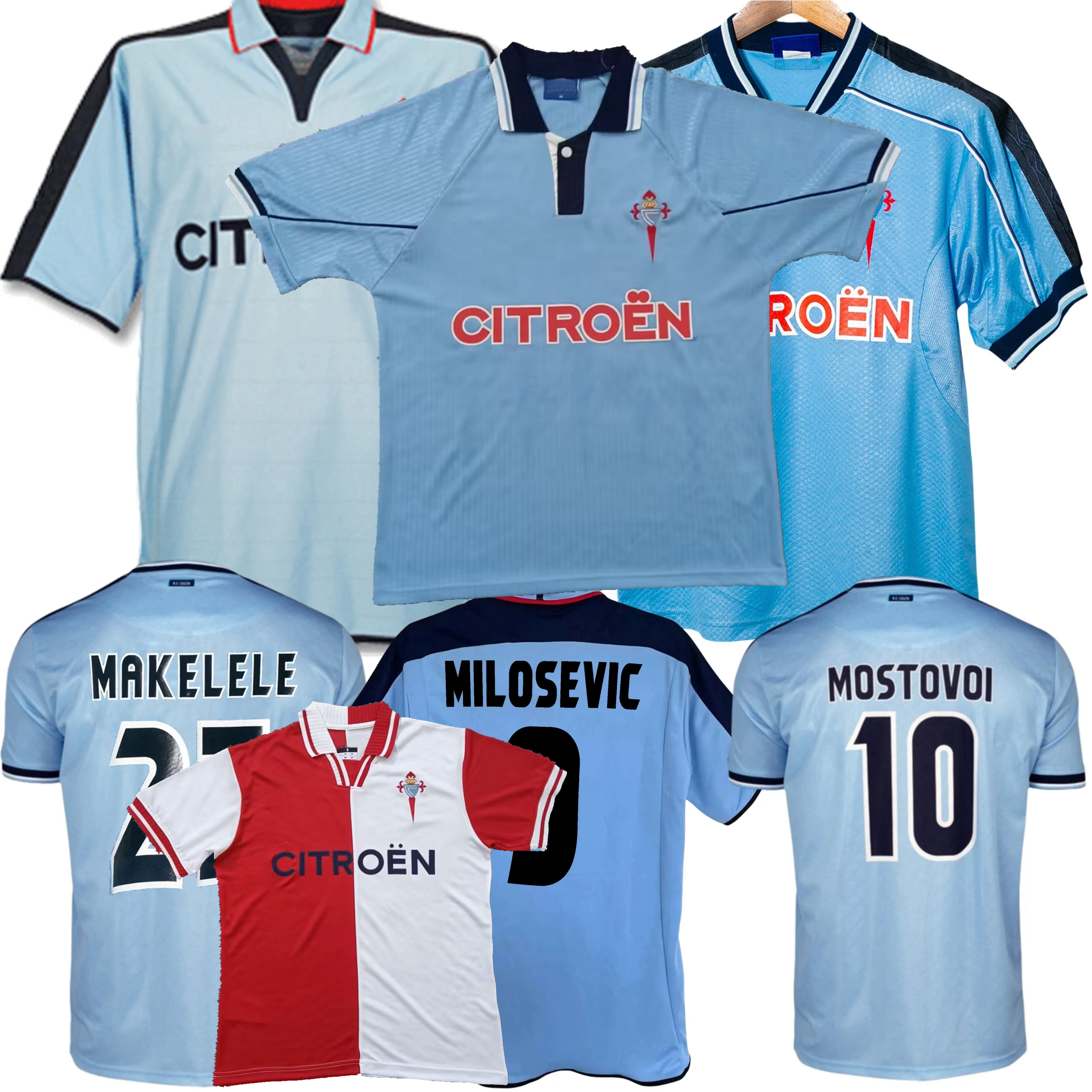 Retro classic 97/99/00 02/04 celta soccer jerseys MOSTOVOI MILOSEVIC MAKELELE 1997 1998 1999 2000 2002 2003 2004 football shirt