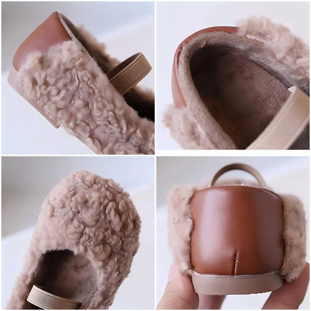 Winter New Children Flat Shoes Fur Cover Toe Light Warm Kids Casual Shoe 2024 Plush Warm Non-slip Leisure Comfy Boys Girls ShoeW251121