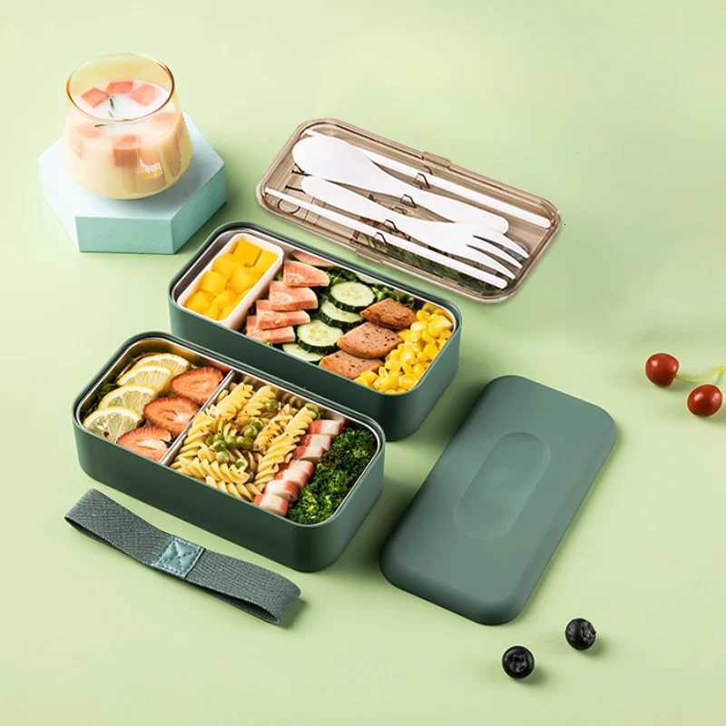 304 Stainless Steel Lunch Box Microwave Heated Lunch Box Japanese Double Layer Picnic Box Portable Lunch Box for Home UseM251121