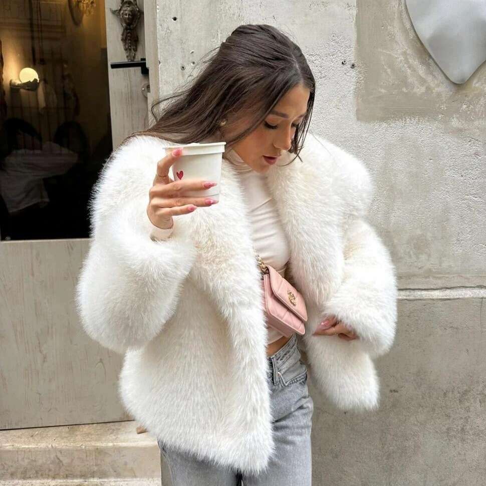 for Large Women Celebrity Internet Ins with Lapel Street Style Fluffy Fox Coat Versatile Ecofriendly Fur