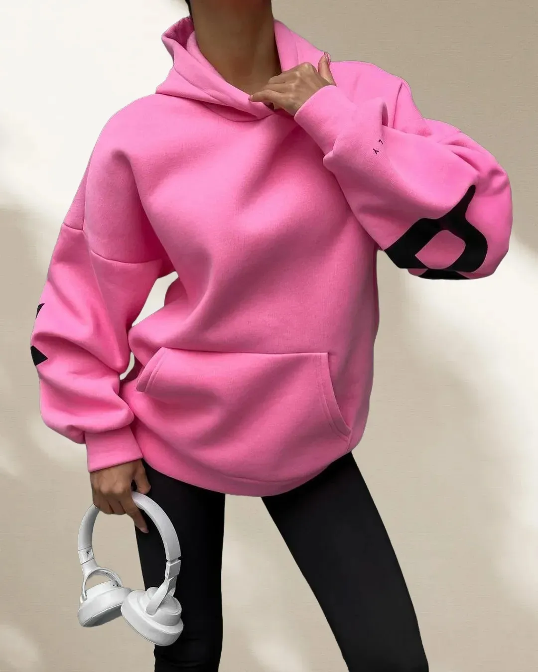 Women's Designer Polar Fleece Hoodie Casual Warm Granular Velvet Yoga Sport Pullover Baggy Fashion Versatile Letter Printed Chic Sweatshirt