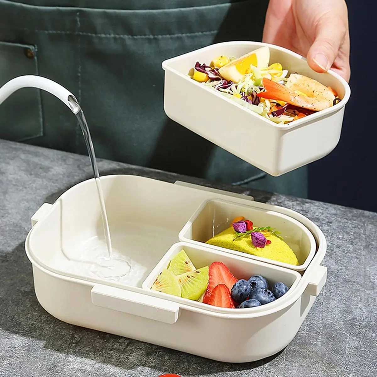 800ML Cute Bear Thermal Lunch Box Heat Preservation Bento Box Portable Divided Food Storage Container Picnic Leakproof Box GiftsM251121
