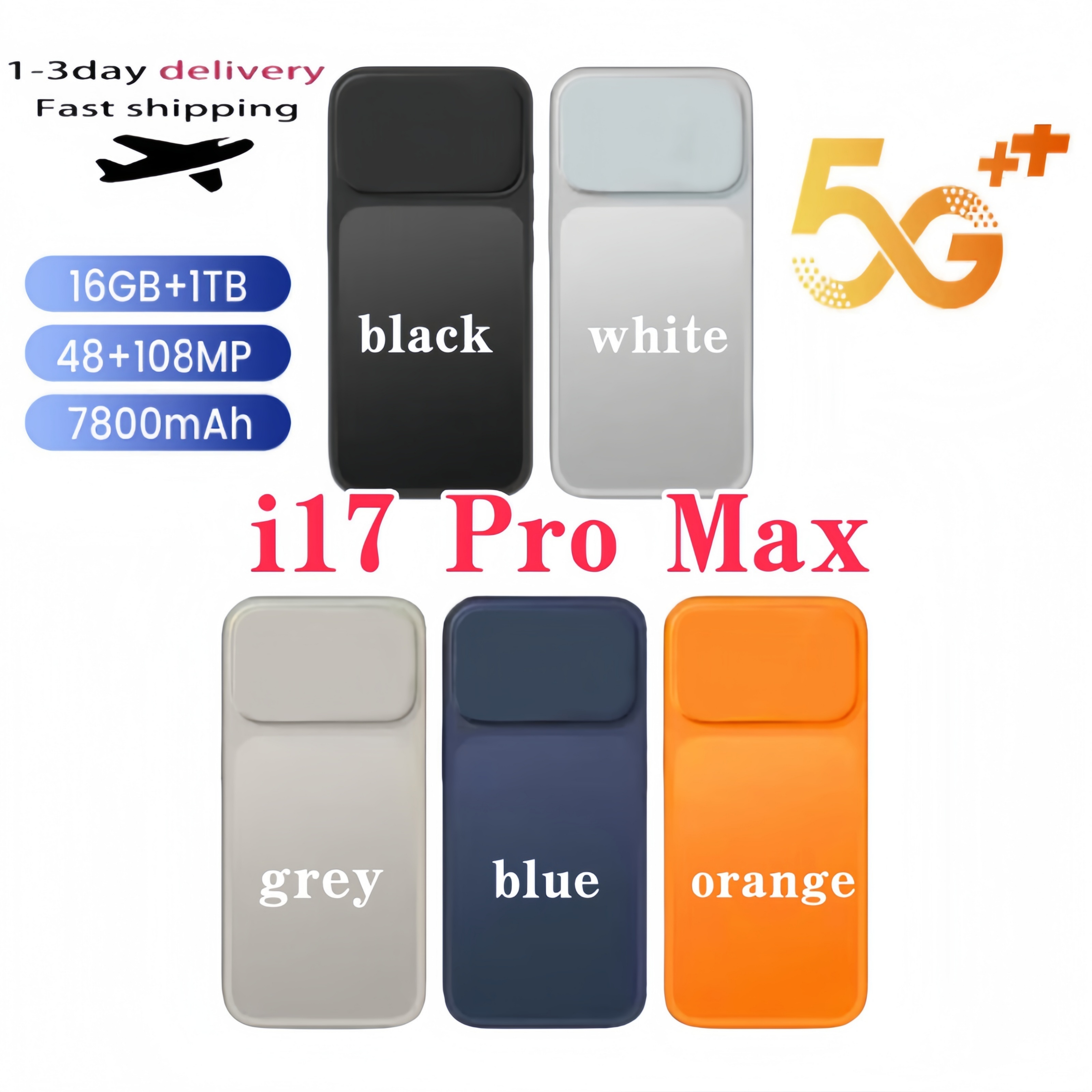 i15/i16/i17 Pro Max 5G smartphone 16GB+1TB mobile phone WCDMA full screen HD operating system USB-C 3.0 20MP camera