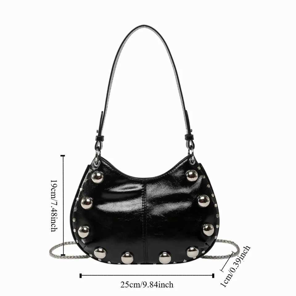 Cute Crossbody Bag Rivets PU Underarm Bag Small Pack Solid Color Punk Style Handbags Korean Style Brown Shoulder Bag GiftT251121