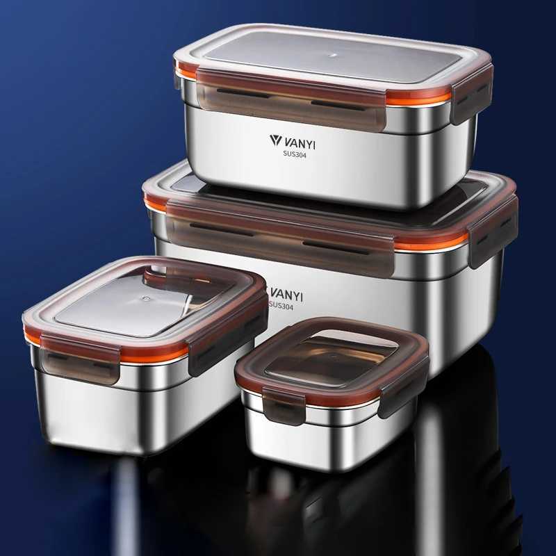 304 Stainless Steel Lunch Box Travel Leakproof Bowls Home Containers Microwave Heating Lunchboxs Big Capacity Food LunchboxM251121