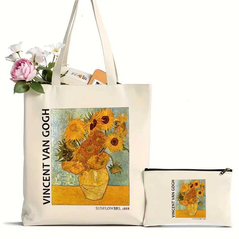 Van Gogh Painting Women Canvas Shoulder Bag High Capacity Tote Bag Aesthetics Cavas Shopping Bags Handbags Books Bag for GirlsT251121