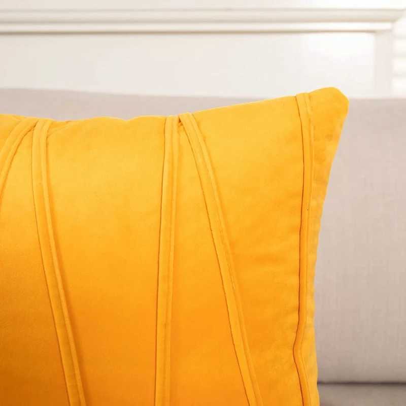 Striped Velvet Covers Rustic Modern Soft Solid Cushion Case for Sofa Bedroom Car Yellow Cream 30x50cm 45x45cm 50x50cm C251121