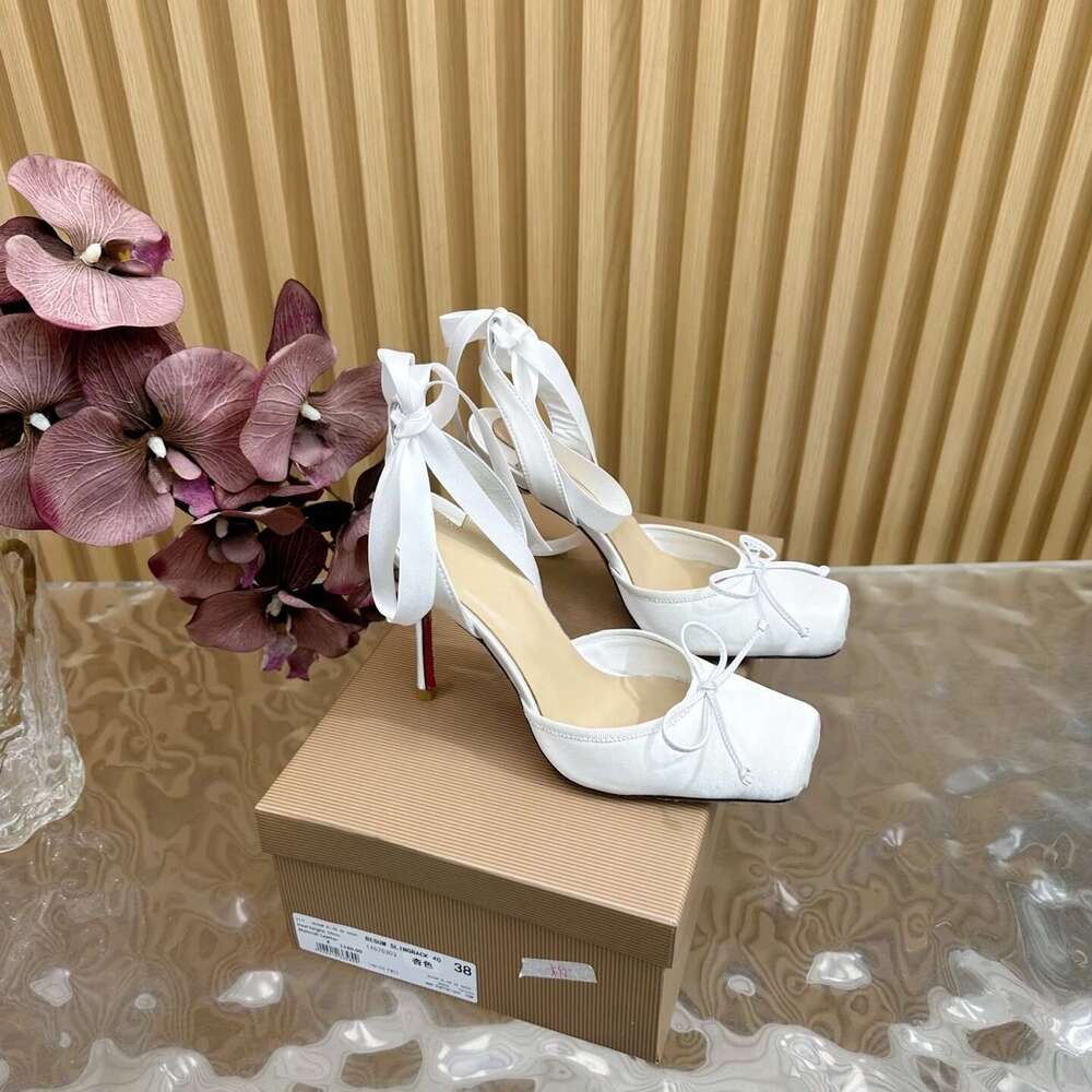 Women Size35-42 Silk Genuine Leather Pumps Super High Heels Butterfly Knot Ankle Strap Designer Shoes atillas De Mujer