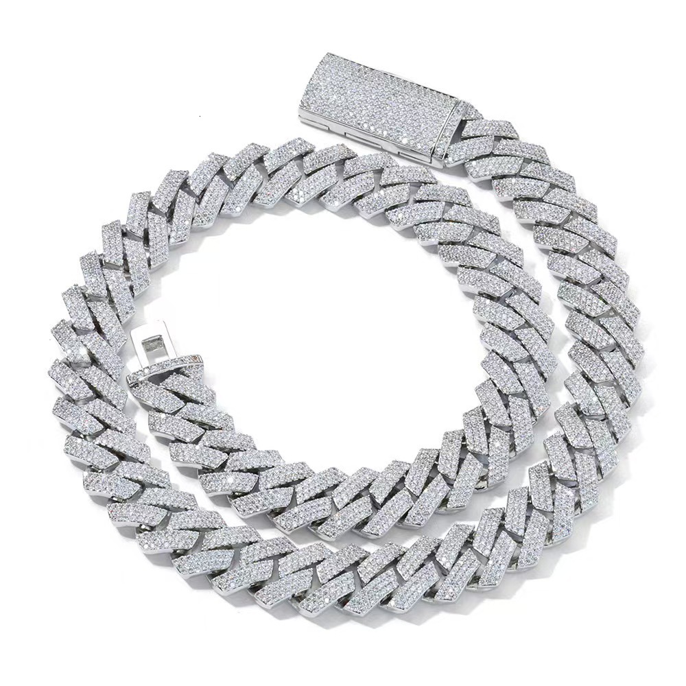 Fine Jewelry Hip Hop High Quality 925 Silver 8mm 10mm 12mm 14mm 15mm GRA VVS Moissanite Iced Out Cuban Link Chain for Men Women