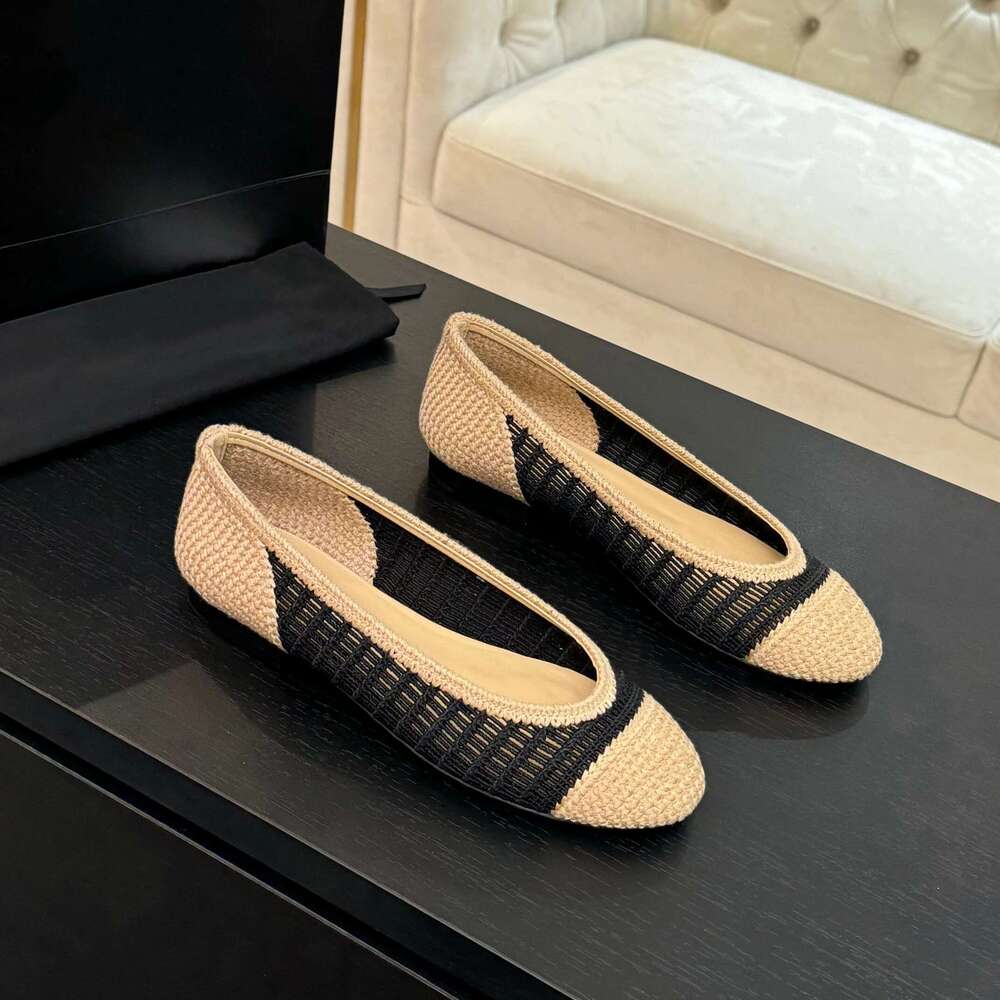 Women Size35-42 Weaving Ballet Flats Genuine Leather Mixed Colors Round Toes Slip On Designer Shoes atillas De Mujer