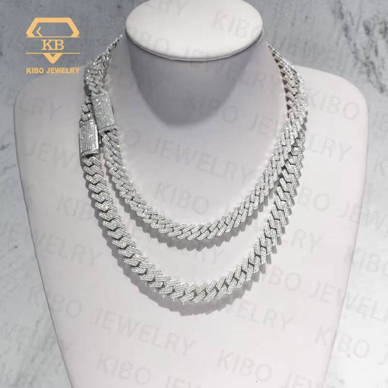 Rapper Jewelry Iced Out Hiphop Necklace for Men 8mm 10mm 12mm 925 Sterling Silver Lab Diamond Moissanite Cuban Link Chain