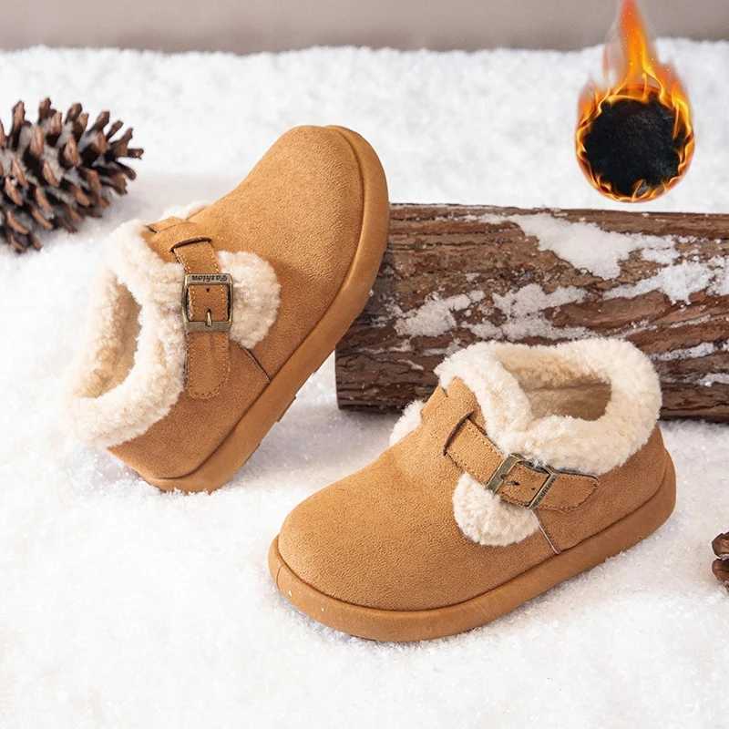 Childrens Snow Boots 3-18 Years Old Light Brown Padded Thickened Boys Girls Cotton Shoes Lightweight Non-slip Kids Short BootsW251121