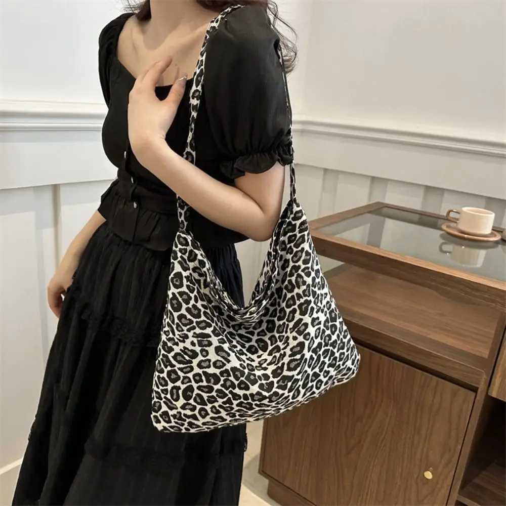 All-match Cloth Leopard Print Crossbody Bags Retro Large Capacity Shoulder Bag Handbag Geometric Messenger Bag WomenT251121