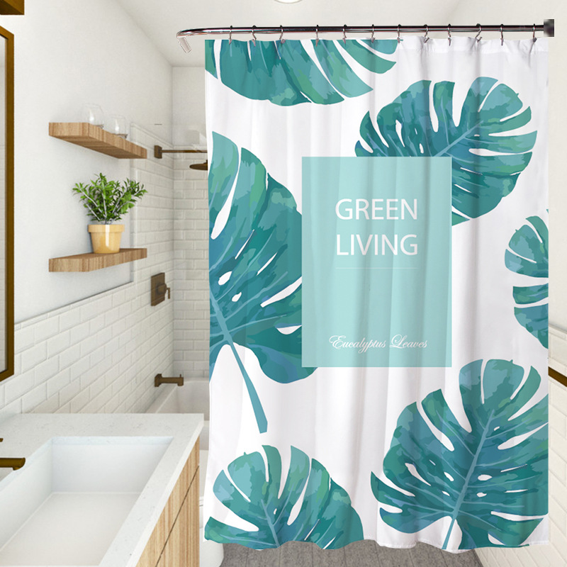 YL-37771 Fresh and Simple Series Home Shower Curtain, Bathroom Coverage, Hand-painted Waterproof Shower Curtain