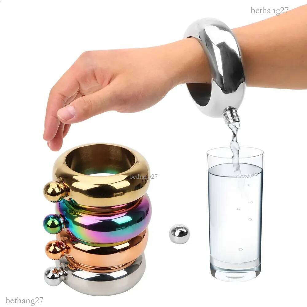 3.5 oz Drinkware Accessories for Whiskey Vodka Alcohol Round Chic Hip Flask Bracelet Elegant Wine Bottle Bangle Hip Flask 240729