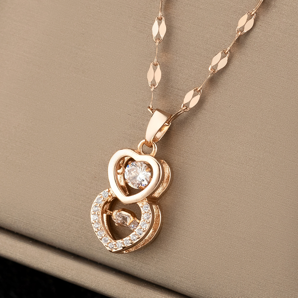 Double loop heart clavicle chain light moissanite chain designer necklace designer necklace for woman diamond chain luxury jewelry women mens necklace - view 4