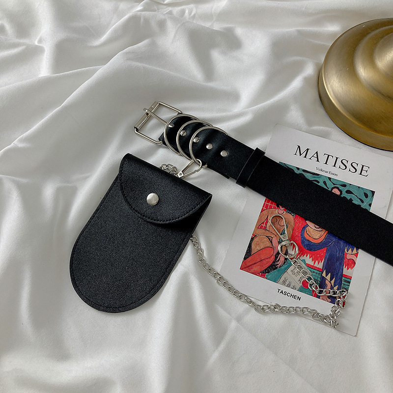 Waist waist belt womens decorative jeans student hip-hop trend black metal waist chain cool trend ins style belt