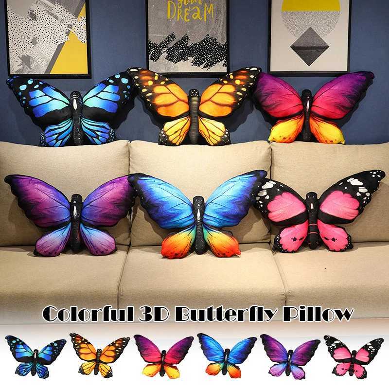 Colorful 3D Butterfly Girl Heart Creative Butterfly Stuffed Cushion Bed Bedroom Couch Room Decor Plush Throw s C251121
