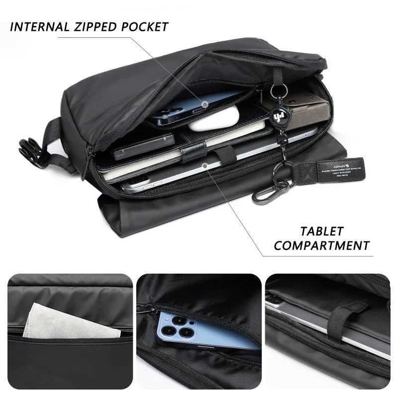 Fashion Messenger Bag For Men Waterproof Mti-functi Crossbody Bag Anti-theft Traveling Business Sling Bag Black Y251121