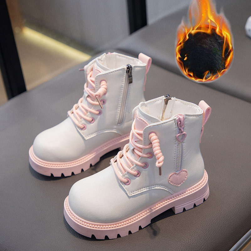 New designer shoes Girls Martin Boots Autumn Winter Children s Warm Boots Stylish Fashion Single Boots Fleece Lined Leather Boots Short Boots Trendy