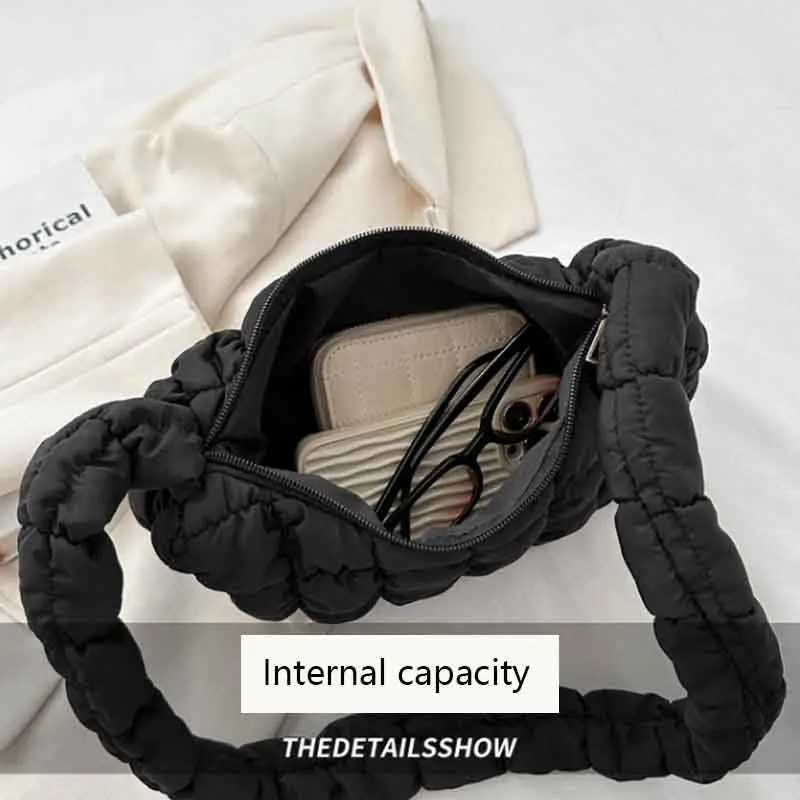Quilted Pleated Shoder Bags for Wen Padded Bag Nyl Handbags Bucket Purse Cloud Bubbles Hobo Puffer Nyl Tote Bag bolsas Y251121