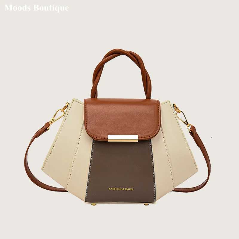 MOODS Ctrast Color Top-handle Bags For Wen Pahwork Big Capacity Shoder Crossbody Shell Bag 2023 Luxury Designer Handbags Y251121