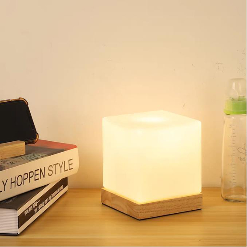 Simple Glass Table Lamp Wood Base Lamps For Bedroom Living room Children Reading Desk Lamp Lighting