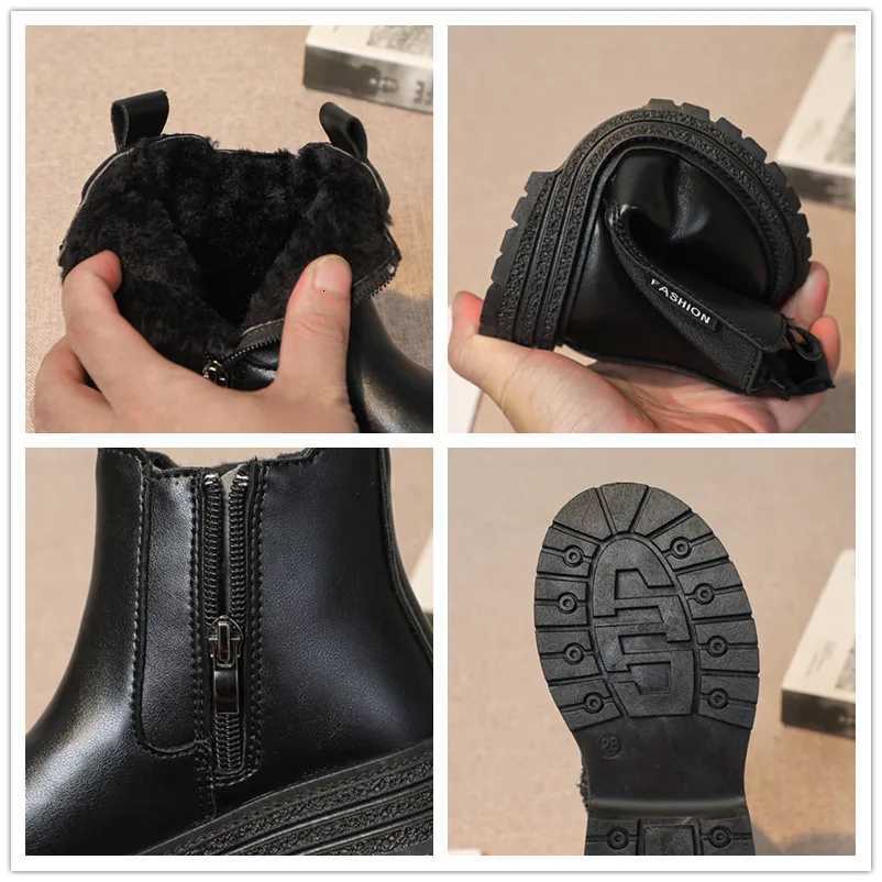 Kids Chelsea Boots for Girls 2025 New Winter Kids Ankle Boots Soft Sole Plush Breathable Lining School Shoes for Girls BootsW251121