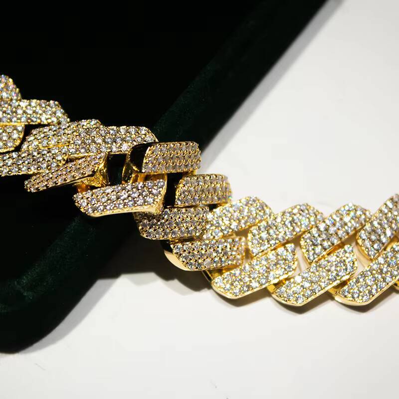 Hip Hop Men Jewelry Moissanite Necklace Sterling Silver 20mm 4 Rows Iced Moissanite Cuban Link Chain