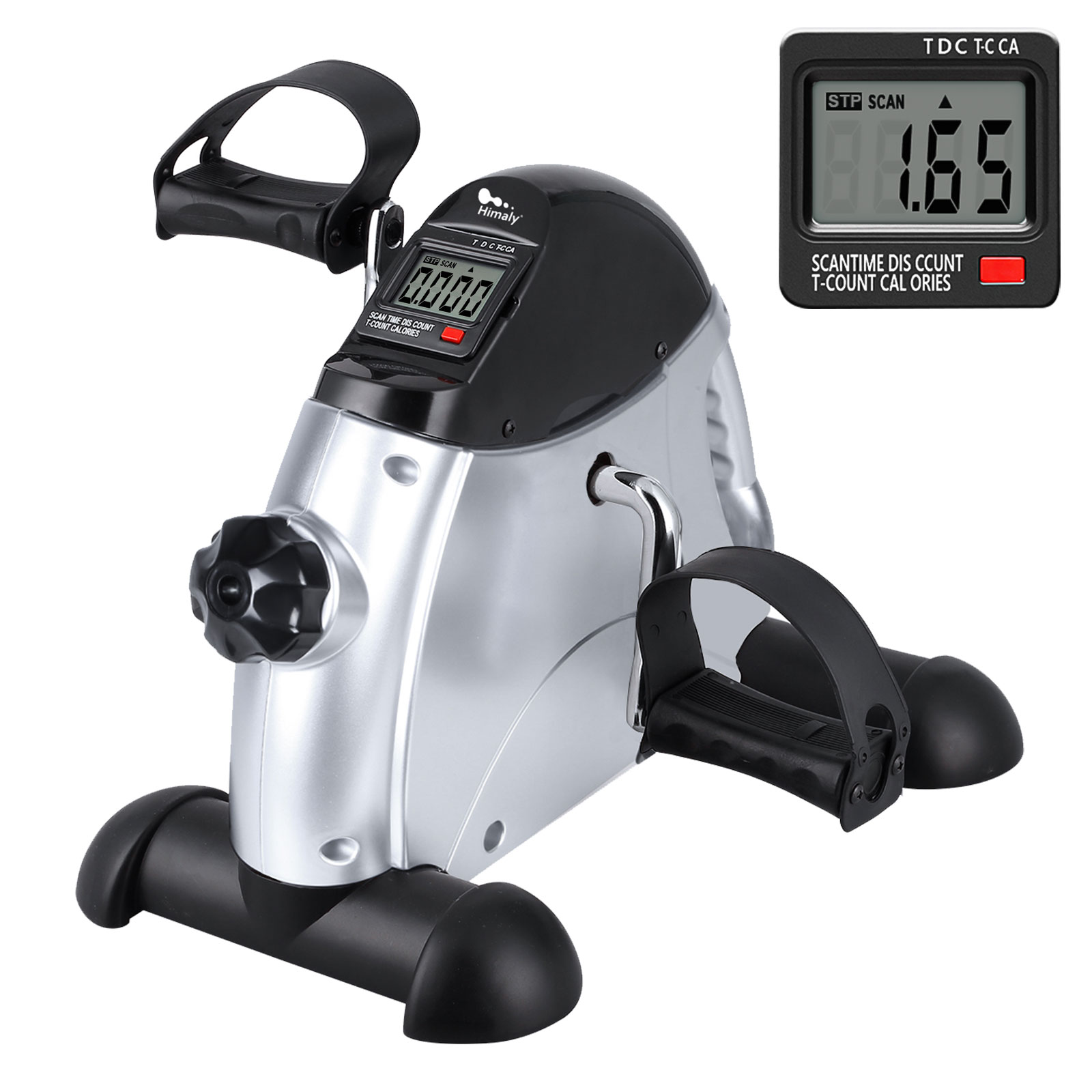Mini Exercise Bike,Under Desk Bike Pedal Exerciser Portable Foot Cycle Arm & Leg Peddler Machine with LCD Screen Displays
