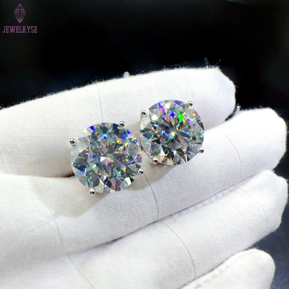 Large Size 4 Claws Ear 3mm-10mm Moissanite Sterg Unisex Lab Dia Stud for Women Men Gift Sier and Rose Gold Earrings