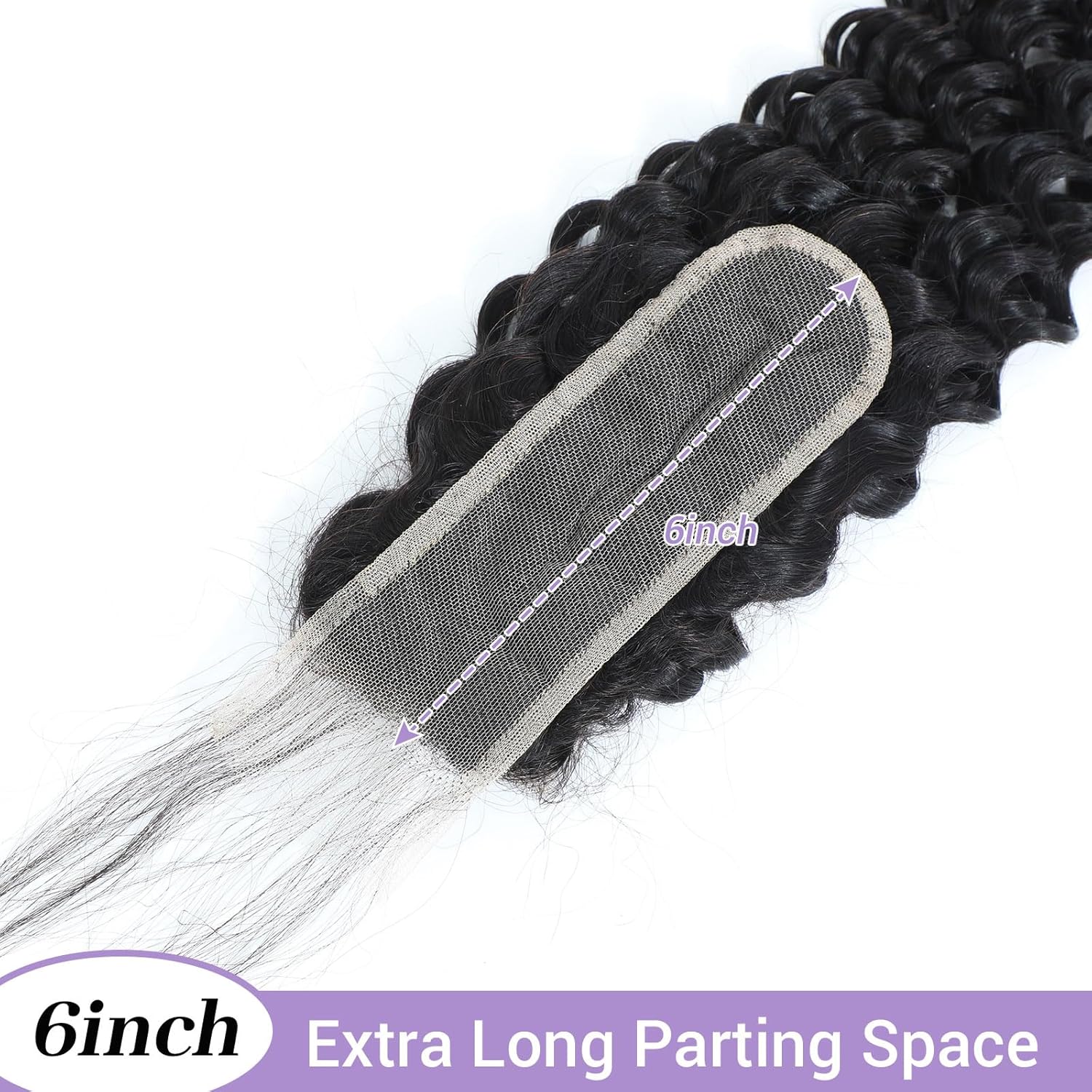 Brazilian Deep Wave Human Hair Weaves 3 Bundles With 2x6 Kardashian Lace Closure Double Weft Dyeable Bleachable 100g/pc