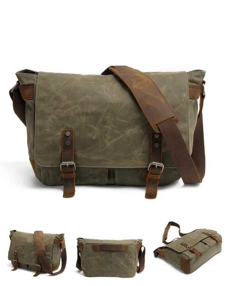 Fashion New Fi Thick Wax Canvas Men Shoder bag Messenger bag Men Crossbody Bag Vintage m Leisure Sling bag Casual Boy Y251121