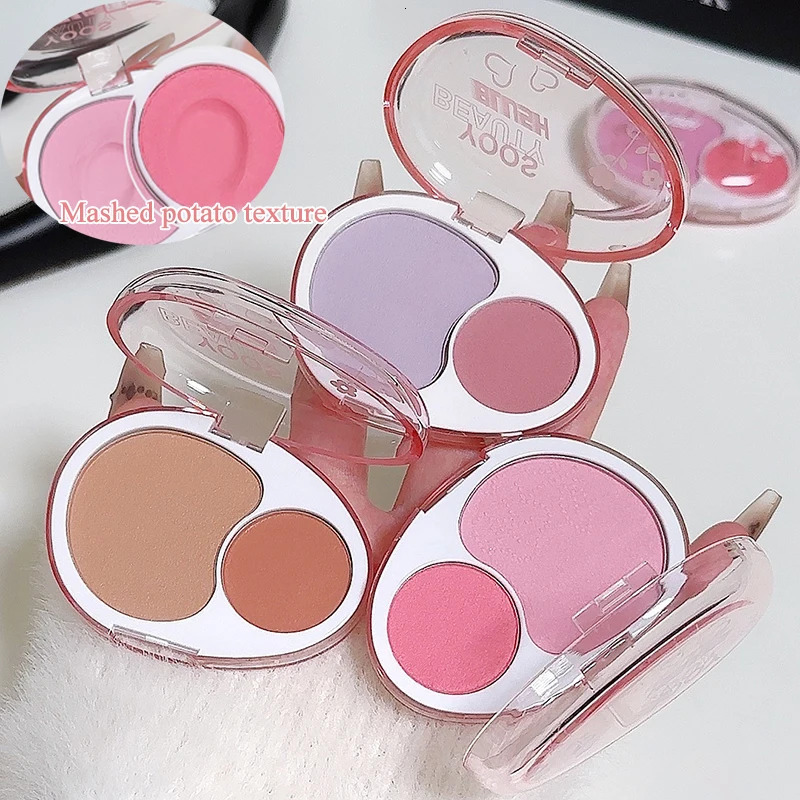 Two-tone Blush Powder Palette Natural Matte Brighten Skin Blusher Milk Peach Pink Purple Apricot Rubor Rouge Korean Dupes Makeup 251113