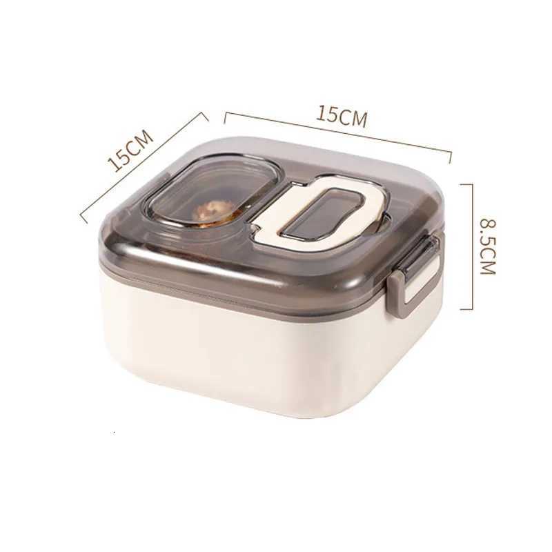 850ML Square Lunch Box For Adults and Student 3 Grids Leakproof Microwaveable Seal Bento Box With Spoon And Dipping Sauce BoxM251121