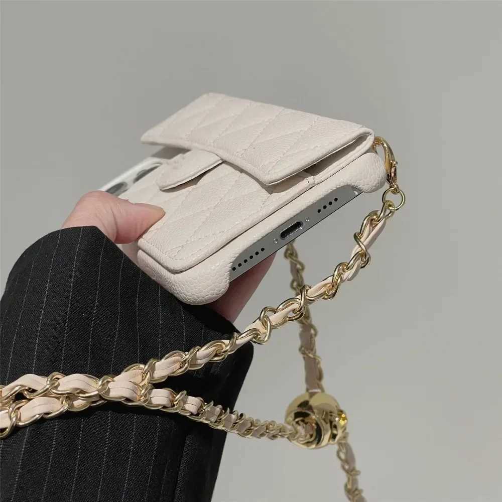 Crossbody Adjustable Lanyard Chain Phone Case for iPhone 16 15 14 13 12 Pro Max Plus Wallet Card Slot Holder Faux Leather CoverW251121