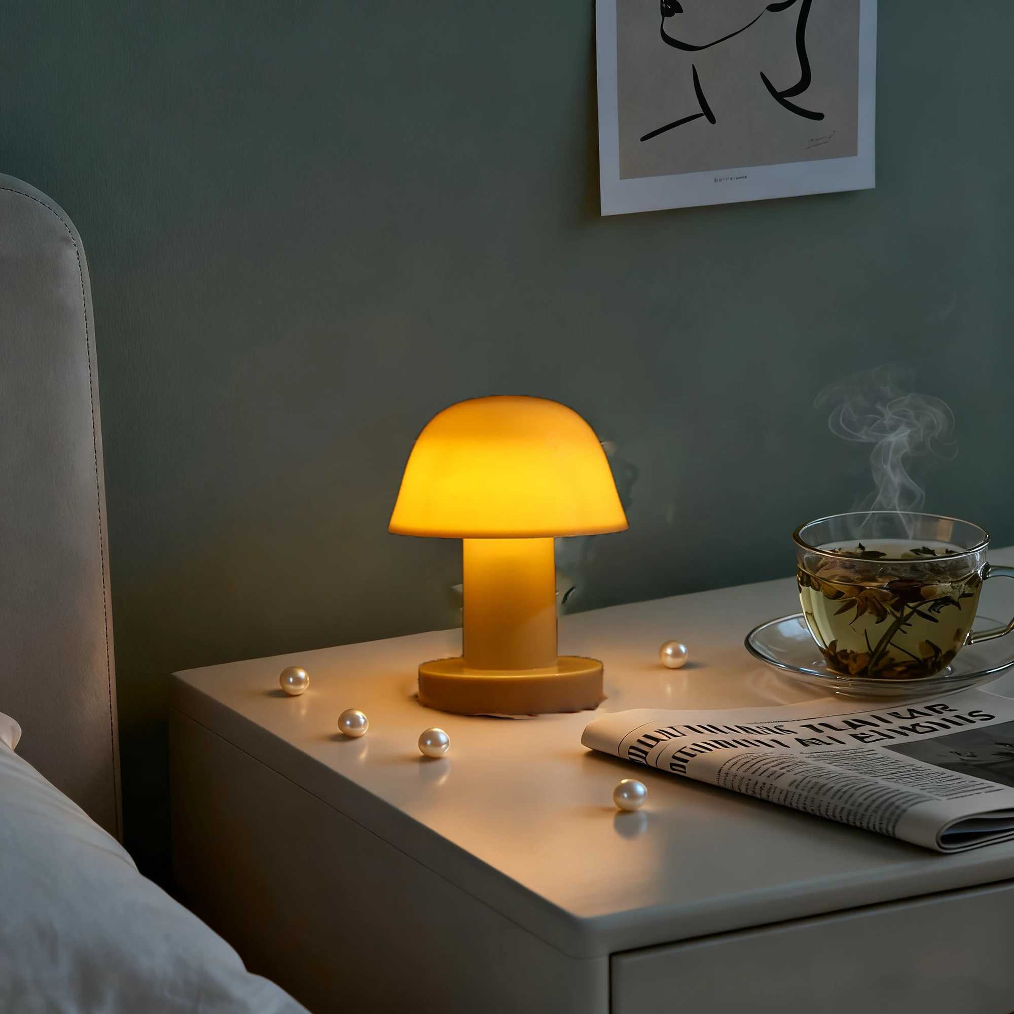 Creative Mushroom Table Lamp Living Room Study Portable Table Lamp Pat Lamp Bedroom Bedside Night Light Dimming Atmosphere Light C251121