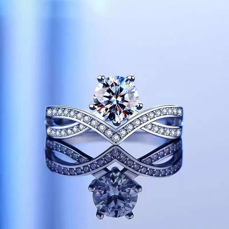 Sterg Sier Moissanite Dia Crown Ring Women's High Fashion Proposal Anniversary Birthday Gift for Mother