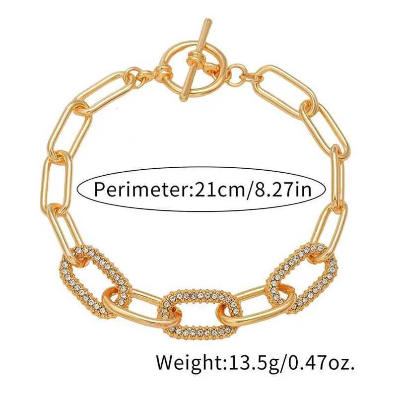 Vintage Simple Hollow Out Zircon Oval Chain Metal Bracelet Set for Woman Fashion Accessories Personalization Punk Charm JewelryW251121