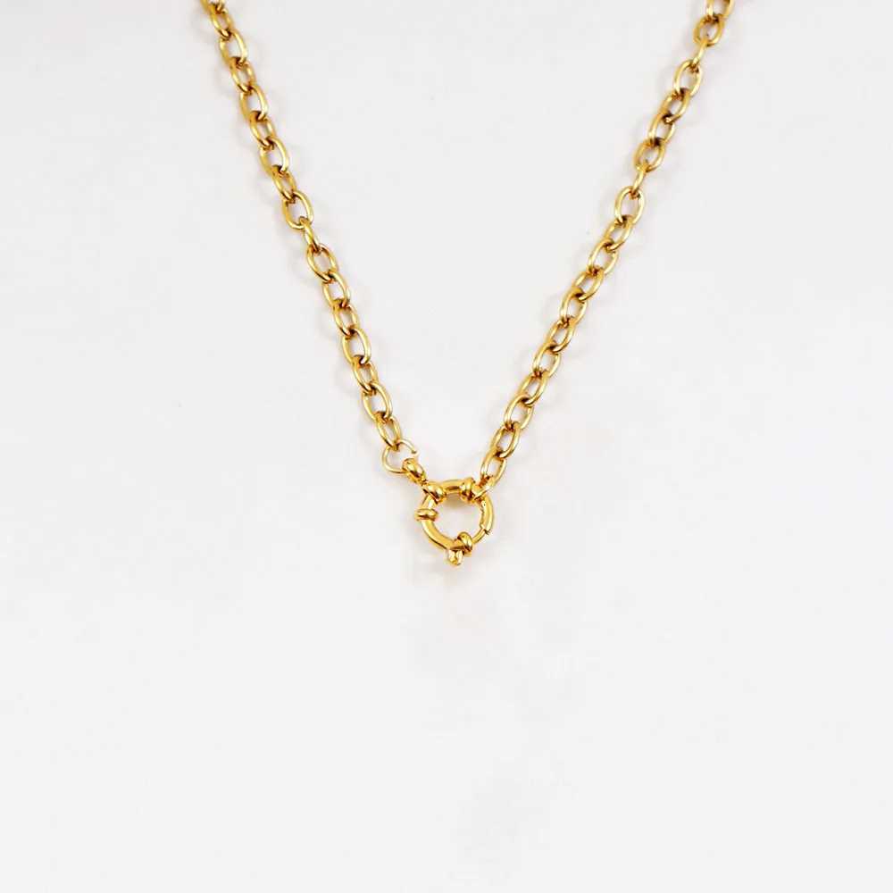 San Benito Necklace For Women Stainless Steel Sailor Clasp Choker Gold/Silver Color Metal St Benedict Medal Collier FemmeXJ251121