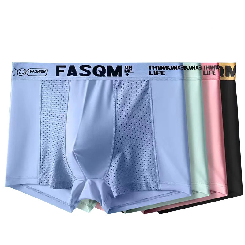 6pieceset Ice Silk Mens Underwear Summer 5A Antibacterial Net Boxing Breathable Four Corner Flat Pants 250417