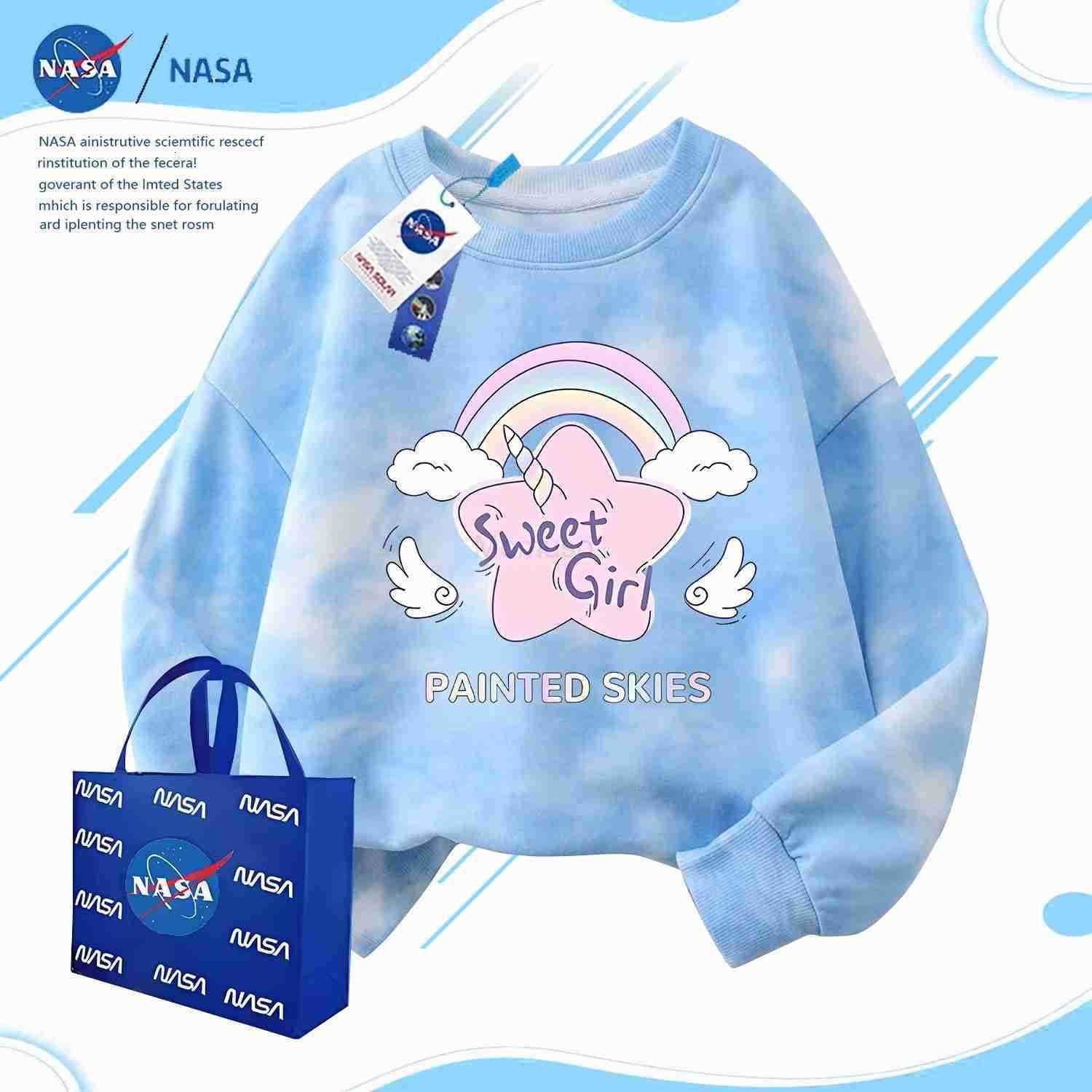 Sanrio NASA Cute Big Kids Long Sleeve Fashion Trend Tie-Dye Sweatshirt Childrens Versatile Fleece Top H251121
