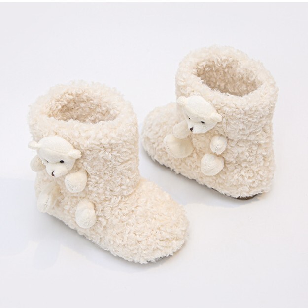 New designer shoes Children s Furry Boots Autumn Winter New Girls Cute Bear Cotton Boots Warm Snow Boots Soft Sole Fleece Short Boots