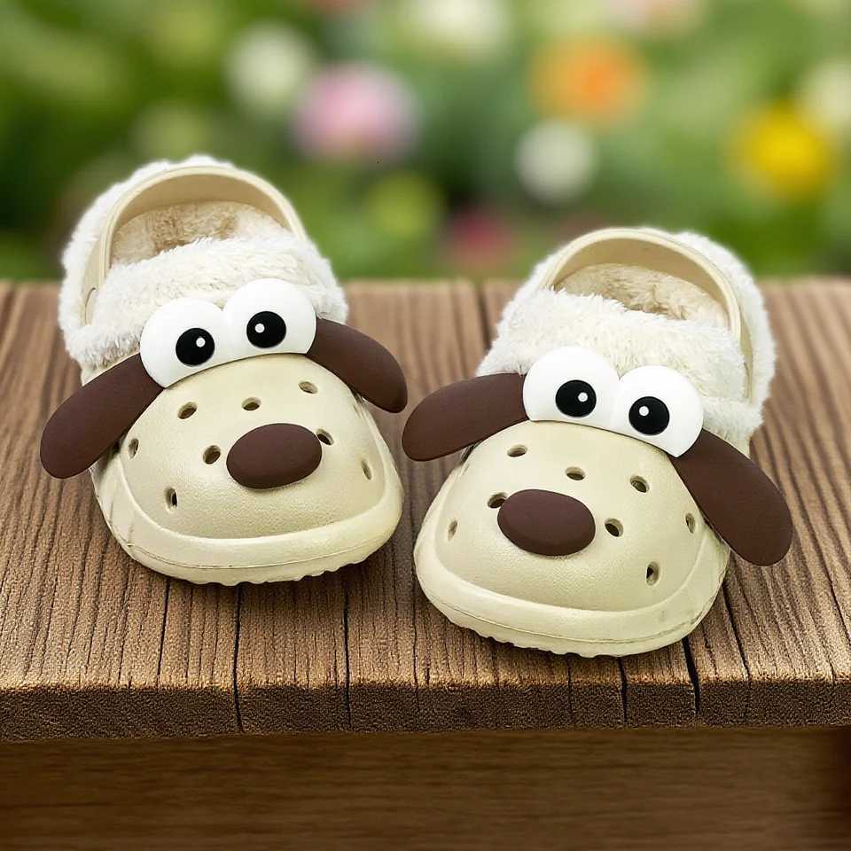 2025 new autumn and winter cotton shoes big ear dog cotton shoes cotton slippers with plush insulation soft soled shoesW251121