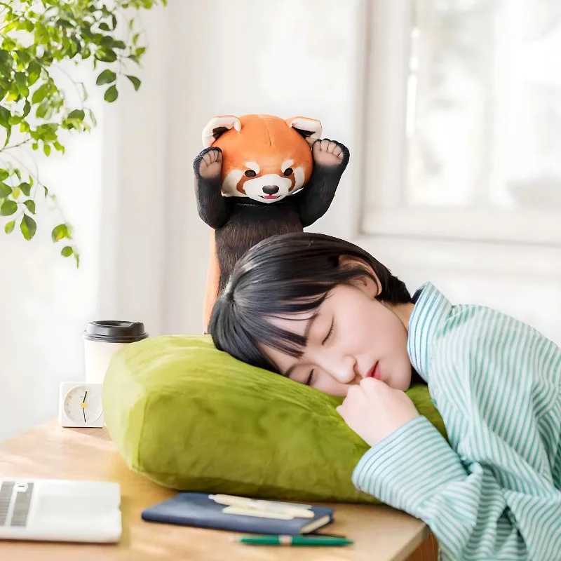 Japanese Creative Siesta for Home Ornament Cute Cartoon Raccoon Cushion Red Panda Plush Doll Creative Home Ornament C251121
